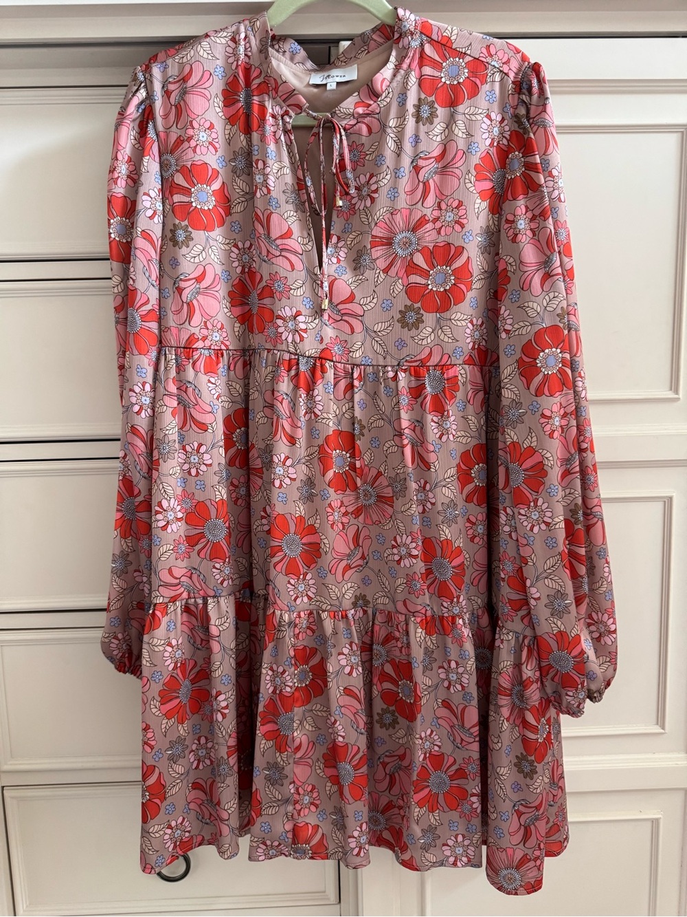 JoFlower Floral Tiered Long-Sleeve Dress
